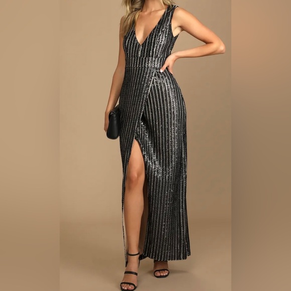 Lulus Dresses & Skirts - Lulus Unforgettable Elegance Black Sequin Sleeveless Maxi Dress. Size S.